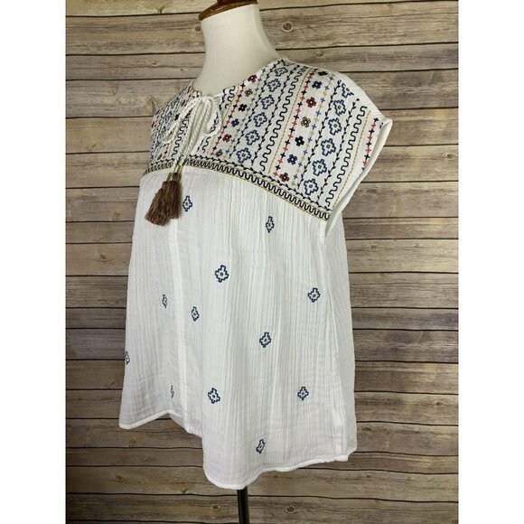 Rachel Zoe NWT Medium Peasant Top Embroidered Boho - Picture 5 of 11